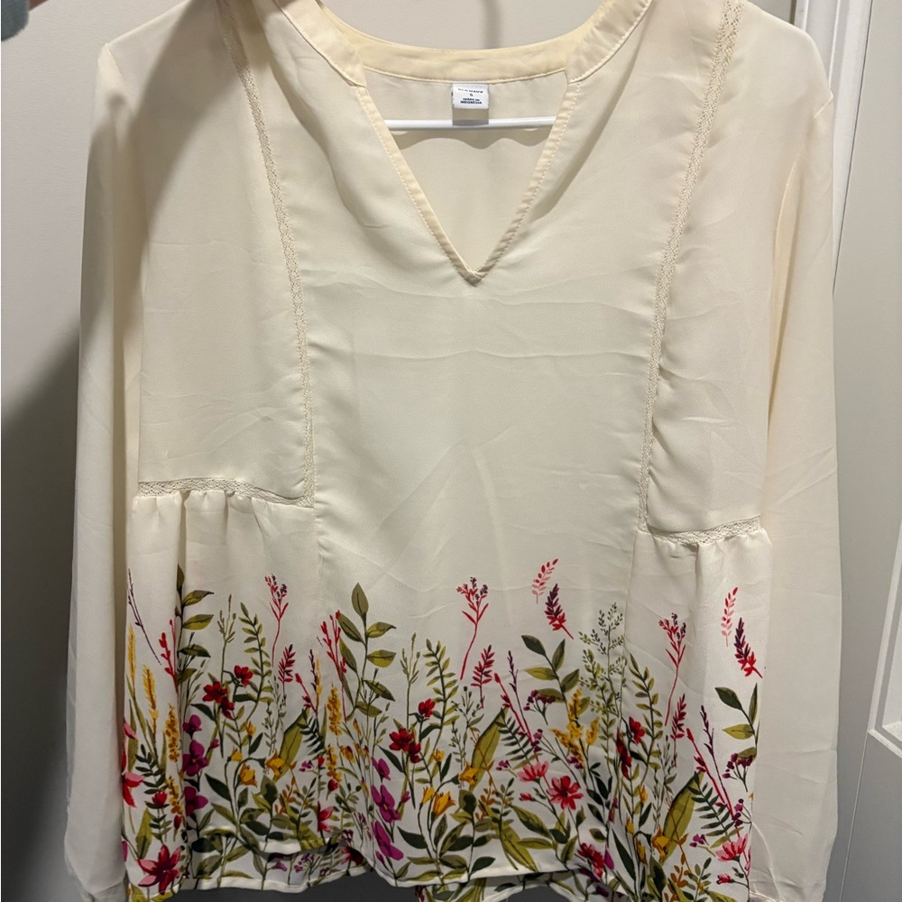 Floral Embroidered Cream Blouse